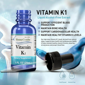 HONEYCOMBS - HoneyCombs Vitamin K1 Liquid 1 Fl.Oz. - The Red Vitamin MX - Suplementos Alimenticios - {{ shop.shopifyCountryName }}