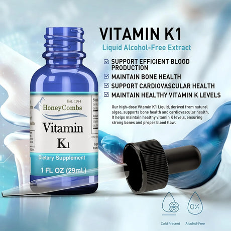 HONEYCOMBS - HoneyCombs Vitamin K1 Liquid 1 Fl.Oz. - The Red Vitamin MX - Suplementos Alimenticios - {{ shop.shopifyCountryName }}