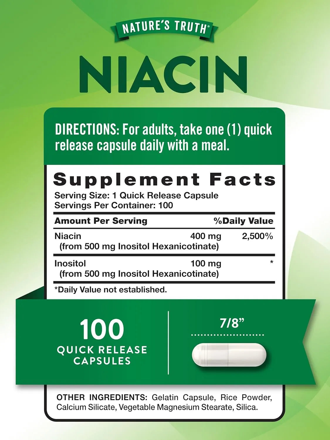 NATURE'S TRUTH - Nature's Truth Flush Free Niacin 500Mg. 100 Capsulas - The Red Vitamin MX - Suplementos Alimenticios - {{ shop.shopifyCountryName }}