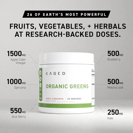 KAGED MUSCLE - Kaged Organic Greens Superfood Powder 30 Servicios Berry 510Gr. - The Red Vitamin MX - Suplementos Alimenticios - {{ shop.shopifyCountryName }}