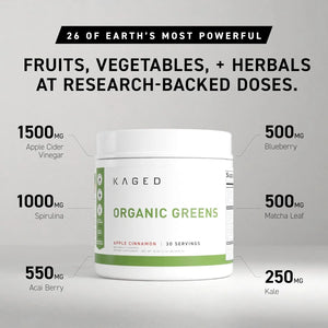 KAGED MUSCLE - Kaged Organic Greens Superfood Powder 30 Servicios Apple Cinnamon 510Gr. - The Red Vitamin MX - Suplementos Alimenticios - {{ shop.shopifyCountryName }}