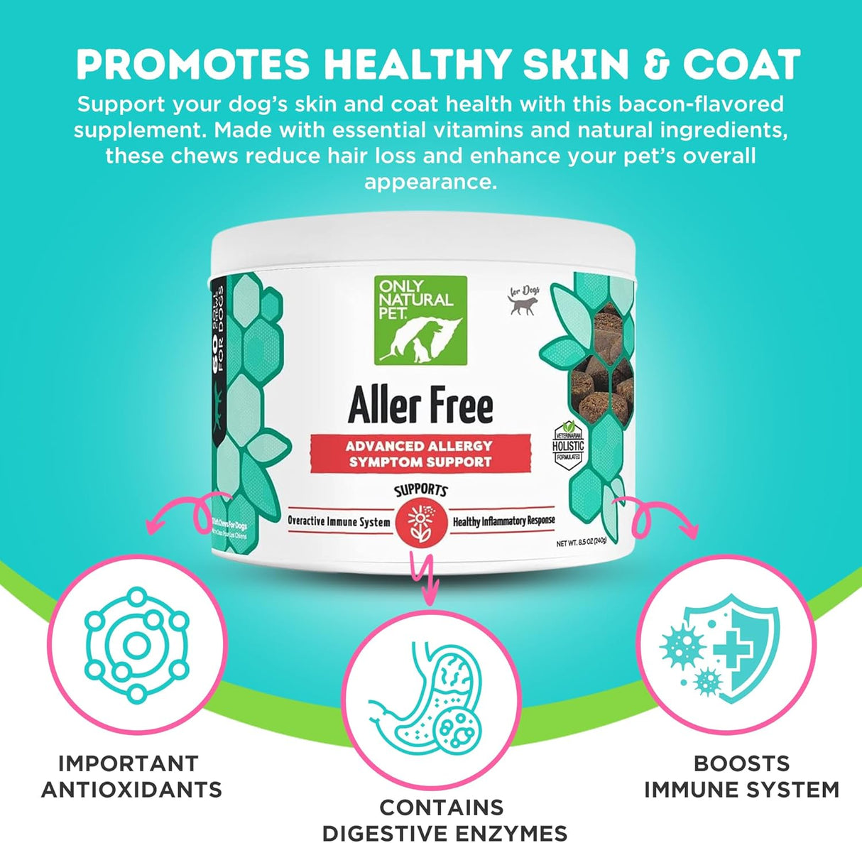 ONLY NATURAL PET AllerFree Advanced Allergy Support for Dogs 60 Masticables