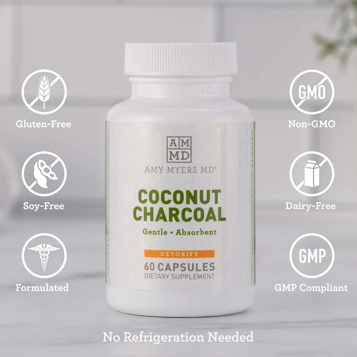 Amy Myers MD Coconut Charcoal Natural Activated Charcoal 60 Capsulas