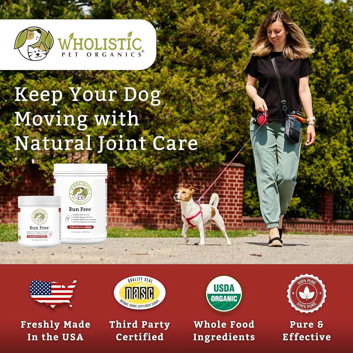 WHOLISTIC PET ORGANICS - Wholistic Pet Organics Run Free Dog Joint Supplement 113Gr. - The Red Vitamin MX - Cuidado De Cadera Y Articulaciones Para Perros - {{ shop.shopifyCountryName }}