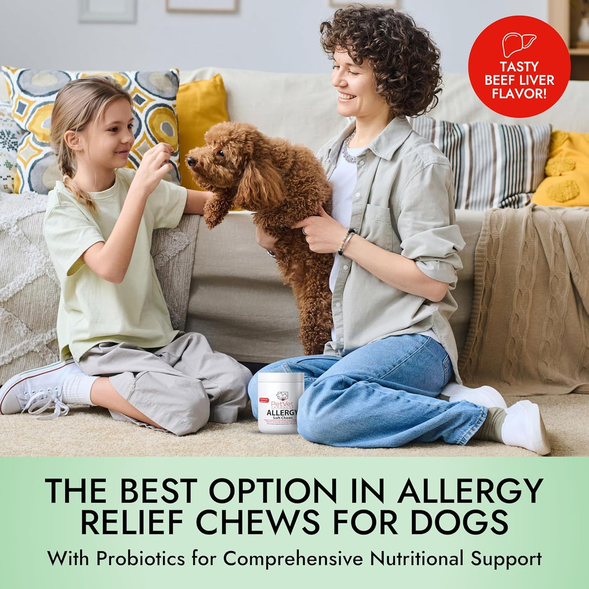Pet Vet Allergy Relief Chews for Dogs Beef Liver 60 Masticables