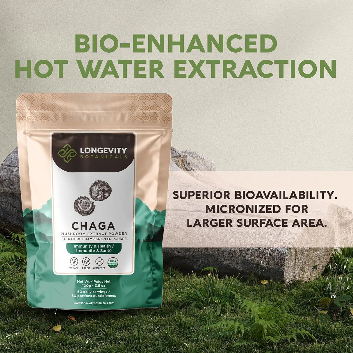 LONGEVITY BOTANICALS - Longevity Botanicals Organic Chaga Mushroom Powder 100Gr. - The Red Vitamin MX - Suplementos Alimenticios - {{ shop.shopifyCountryName }}