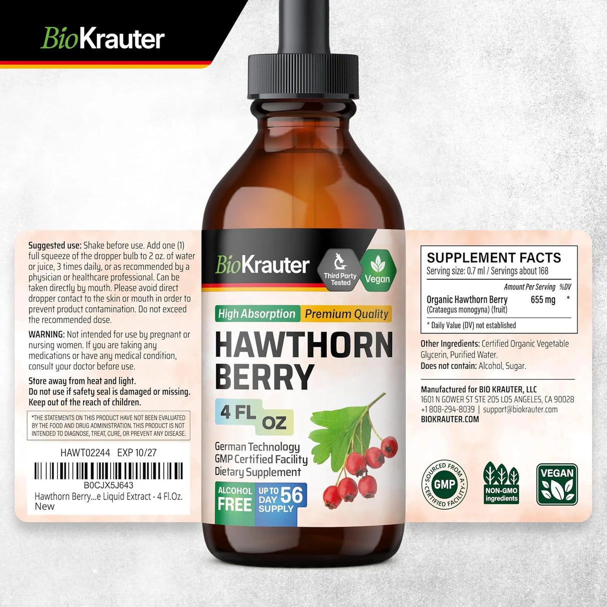 BIOKRAUTER - BIO KRAUTER Hawthorn Berry Extract 4 Fl.Oz. - The Red Vitamin MX - Suplementos Alimenticios - {{ shop.shopifyCountryName }}