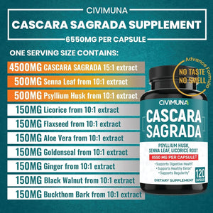 CIVIMUNA - CIVIMUNA Cascara Sagrada Bark Extract 6550Mg. 120 Capsulas - The Red Vitamin MX - Suplementos Alimenticios - {{ shop.shopifyCountryName }}