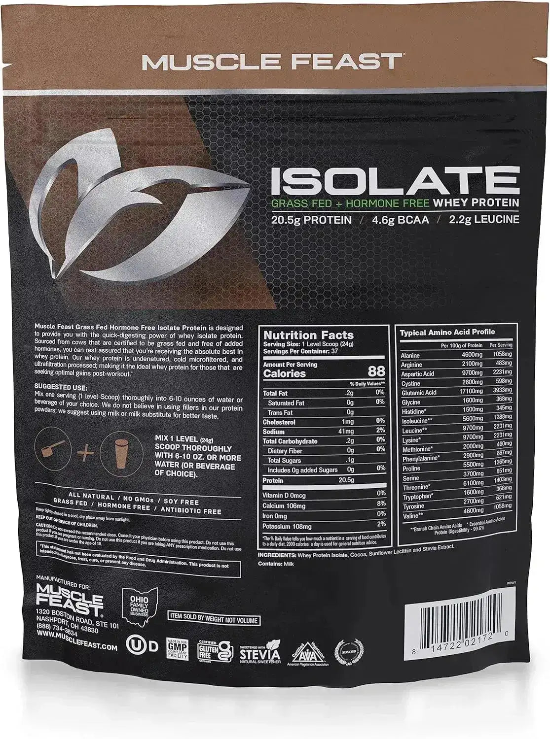 MUSCLE FEAST - Muscle Feast Grass-Fed Whey Protein Isolate Chocolate 907Gr. - The Red Vitamin MX - Suplementos Alimenticios - {{ shop.shopifyCountryName }}