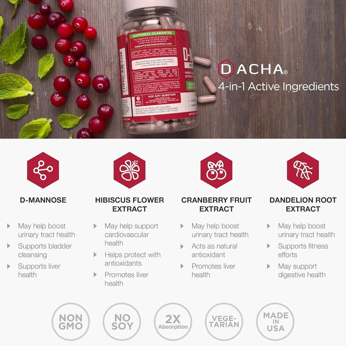 DACHA - DACHA Natural D-Mannose Capsules 4-in-1 Formula 120 Capsulas - The Red Vitamin MX - Suplementos Alimenticios - {{ shop.shopifyCountryName }}