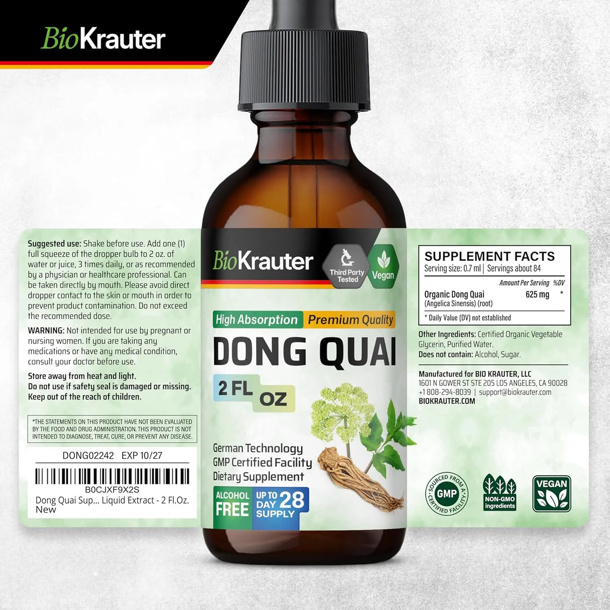 BIOKRAUTER - Bio Krauter Dong Quai Tincture 2 Fl.Oz. - The Red Vitamin MX - Suplementos Alimenticios - {{ shop.shopifyCountryName }}