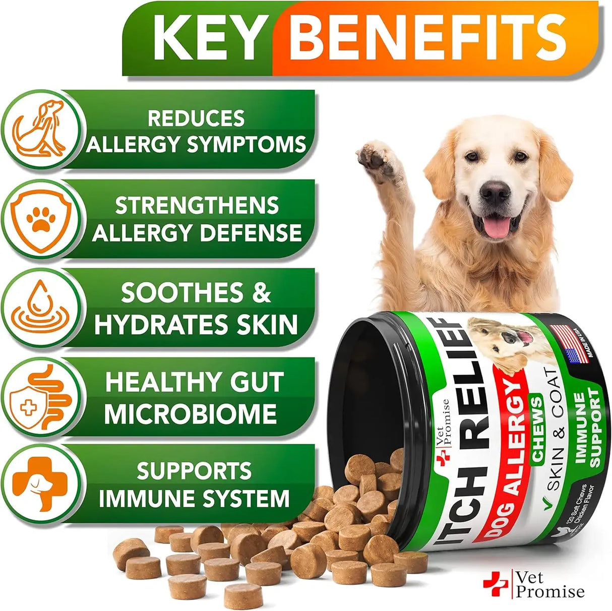 VET PROMISE - Vet Promise Dog Allergy Relief Chews 120 Masticables - The Red Vitamin MX - Remedios Para La Picazón De Perros - {{ shop.shopifyCountryName }}