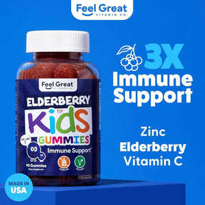 FEEL GREAT - Feel Great Kids Elderberry Gummies with Zinc and Vitamin C 90 Gomitas - The Red Vitamin MX - Suplementos Alimenticios - {{ shop.shopifyCountryName }}