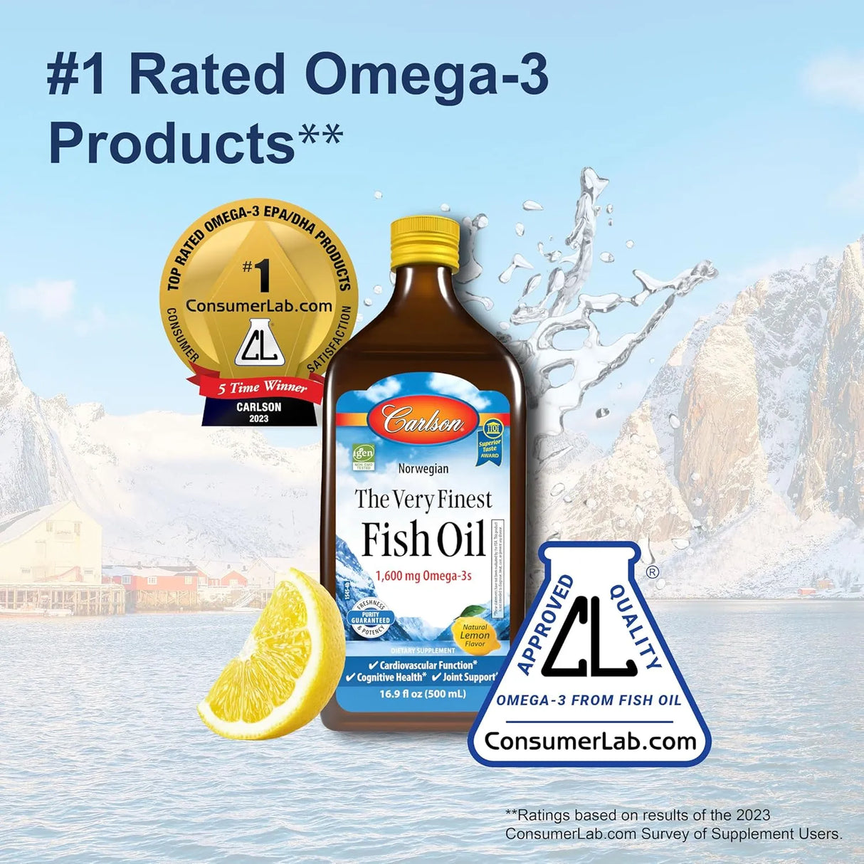 CARLSON - Carlson The Very Finest Fish Oil 1600Mg. Omega-3s 500Ml. - The Red Vitamin MX - Suplementos Alimenticios - {{ shop.shopifyCountryName }}