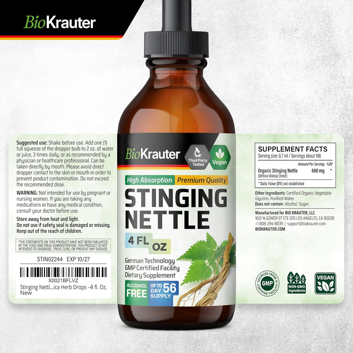 BIOKRAUTER - BIO KRAUTER Stinging Nettle Tincture 4 Fl.Oz. - The Red Vitamin MX - Suplementos Alimenticios - {{ shop.shopifyCountryName }}