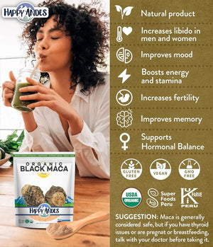 HAPPY ANDES - Happy Andes Organic Black Pure & Raw Maca Root Powder 454Gr. - The Red Vitamin MX - Suplementos Alimenticios - {{ shop.shopifyCountryName }}