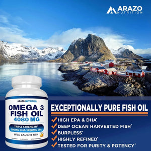 ARAZO NUTRITION - Arazo Nutrition Wild Caught Omega 3 Fish Oil 4080Mg. 120 Capsulas Blandas - The Red Vitamin MX - Suplementos Alimenticios - {{ shop.shopifyCountryName }}