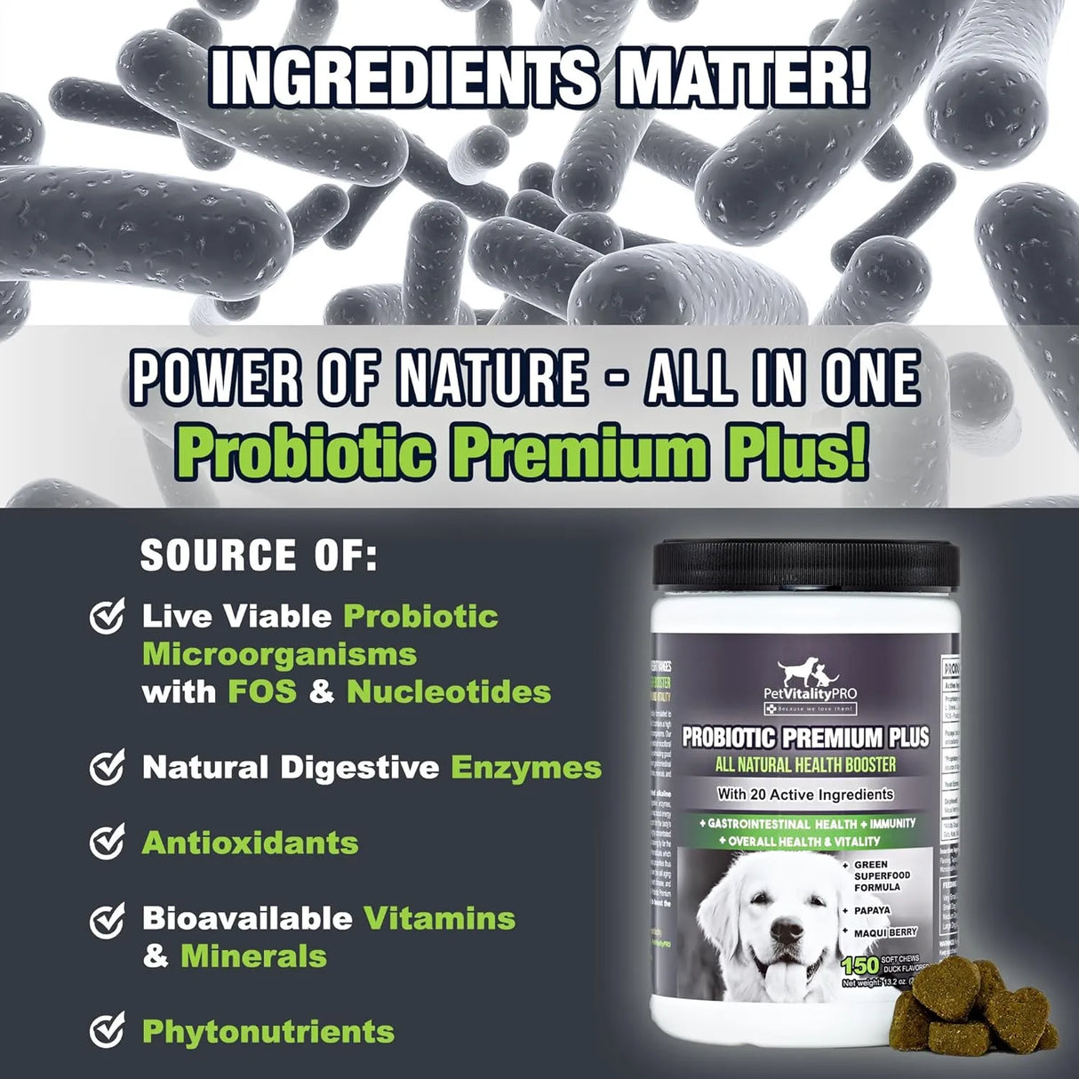 PETVITALITYPRO - PetVitalityPRO Probiotics for Dogs with Natural Digestive Enzymes 150 Masticables - The Red Vitamin MX - Probióticos Para Perros - {{ shop.shopifyCountryName }}