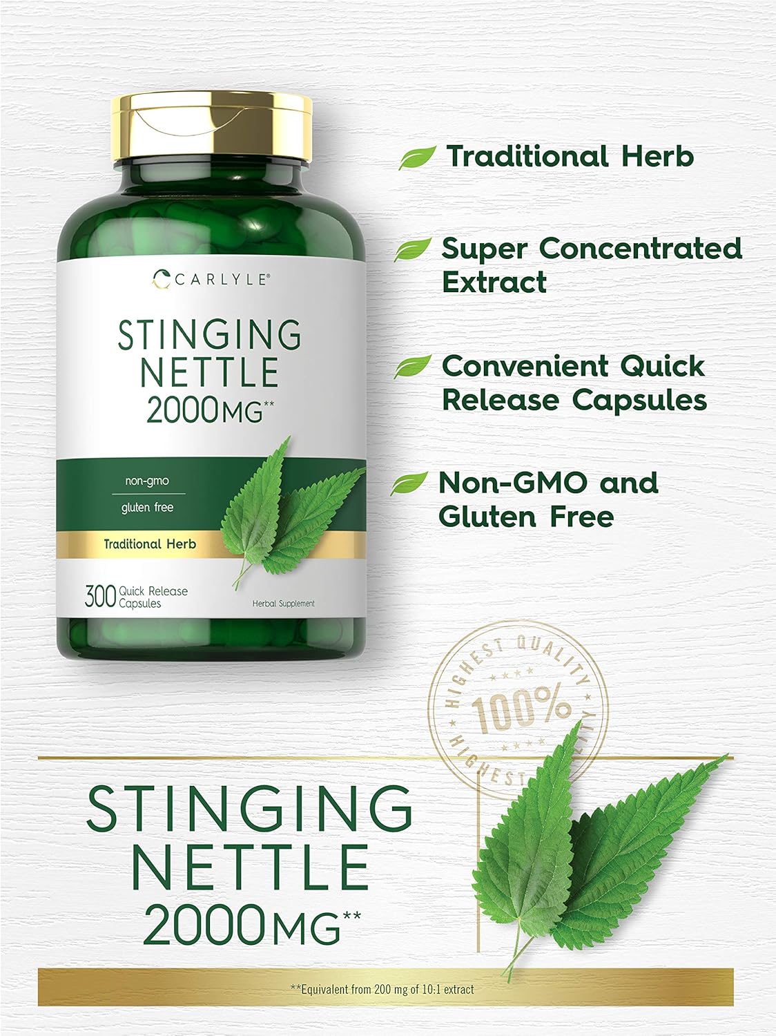 CARLYLE - Carlyle Stinging Nettle Leaf Extract 2000Mg. 300 Capsulas - The Red Vitamin MX - Suplementos Alimenticios - {{ shop.shopifyCountryName }}