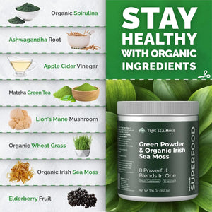 TRUESEAMOSS - TrueSeaMoss Greens Powder 30 Servicios 203Gr. - The Red Vitamin MX - Suplementos Alimenticios - {{ shop.shopifyCountryName }}