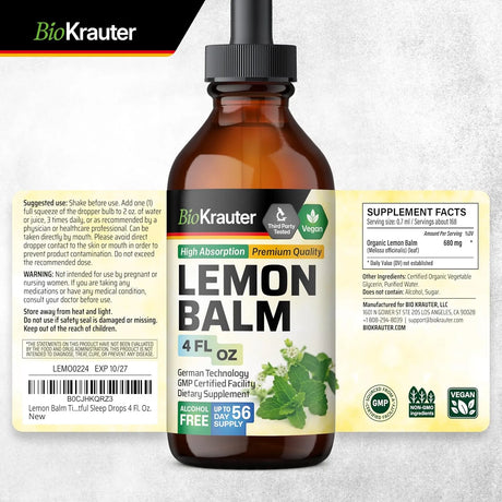 BIOKRAUTER - BIO KRAUTER Lemon Balm Leaf Extract 4 Fl.Oz. - The Red Vitamin MX - Suplementos Alimenticios - {{ shop.shopifyCountryName }}