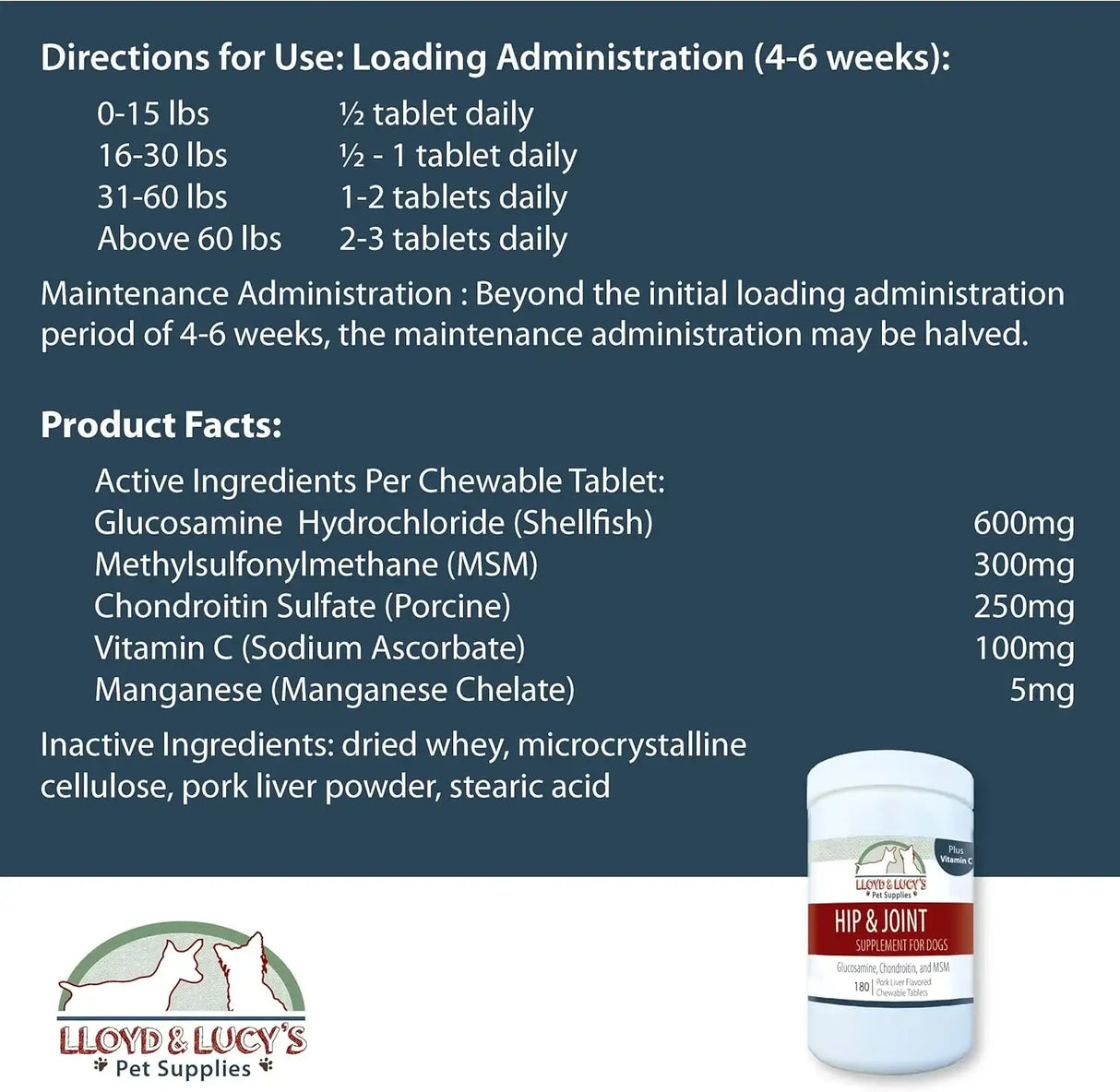 LLOYD & LUCY'S - Lloyd & Lucy's Hip and Joint Supplement for Dogs 180 Tabletas Masticables - The Red Vitamin MX - Cuidado De Cadera Y Articulaciones Para Perros - {{ shop.shopifyCountryName }}