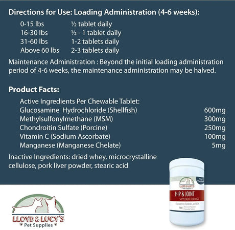 LLOYD & LUCY'S - Lloyd & Lucy's Hip and Joint Supplement for Dogs 180 Tabletas Masticables - The Red Vitamin MX - Cuidado De Cadera Y Articulaciones Para Perros - {{ shop.shopifyCountryName }}