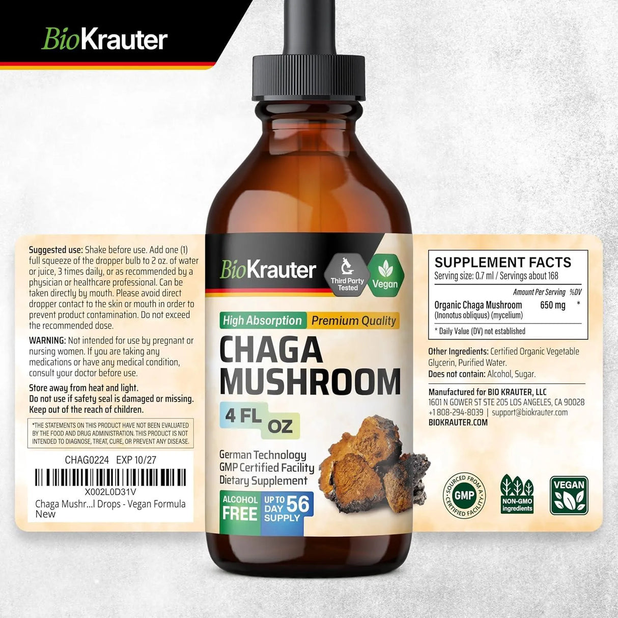 BIOKRAUTER - BIO KRAUTER Chaga Mushroom Extract 4 Fl.Oz. - The Red Vitamin MX - Suplementos Alimenticios - {{ shop.shopifyCountryName }}