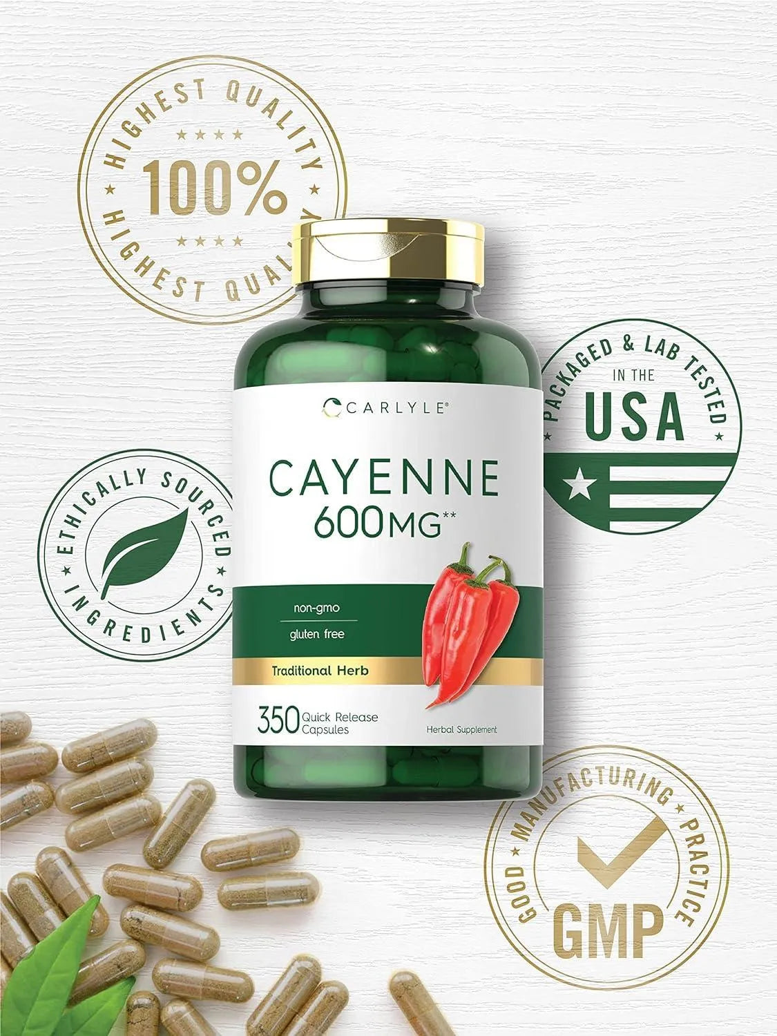 CARLYLE - Carlyle Cayenne Pepper 600Mg. 350 Capsulas - The Red Vitamin MX - Suplementos Alimenticios - {{ shop.shopifyCountryName }}