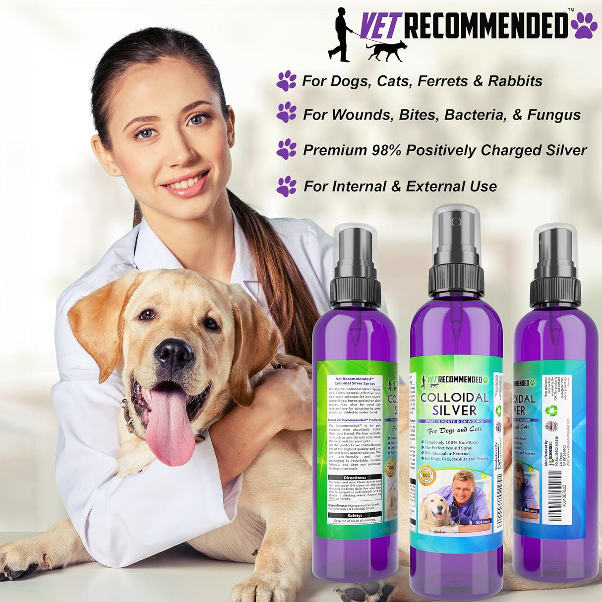 Vet Recommended Colloidal Silver for Dogs & Cats 8 Fl.Oz.