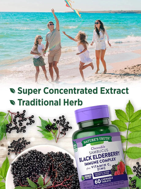 NATURE'S TRUTH - Nature's Truth Black Elderberry Immune Complex 60 Tabletas Masticables - The Red Vitamin MX - Suplementos Alimenticios - {{ shop.shopifyCountryName }}