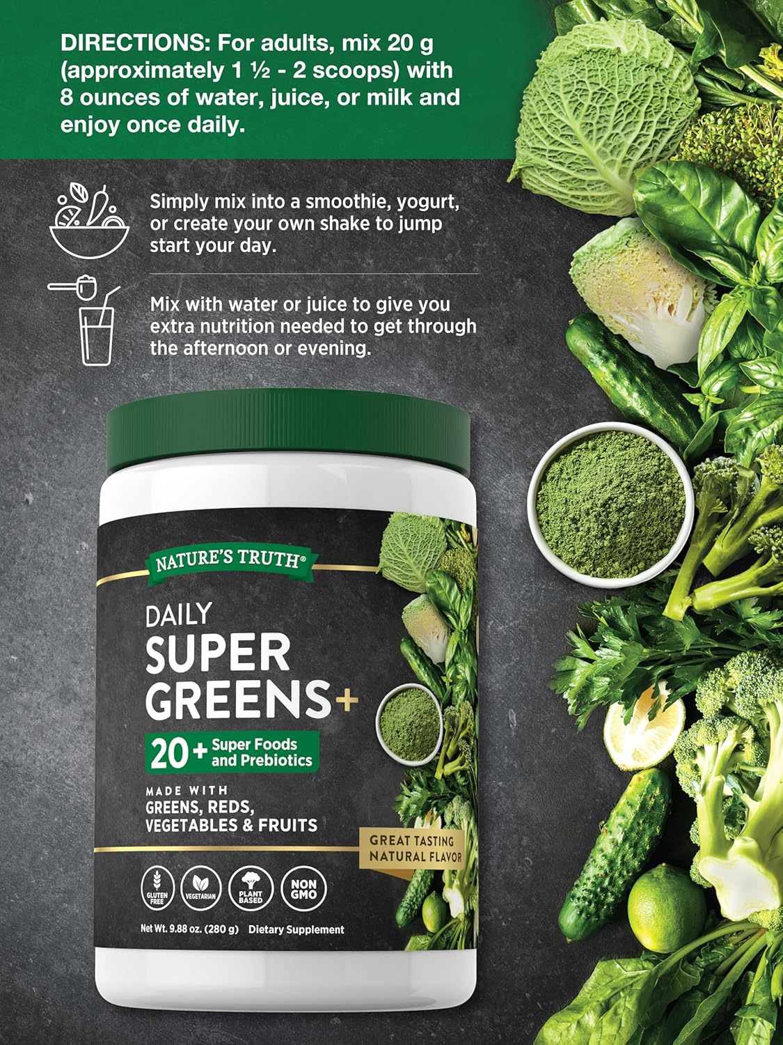 Nature's Truth Super Greens Powder 280Gr.