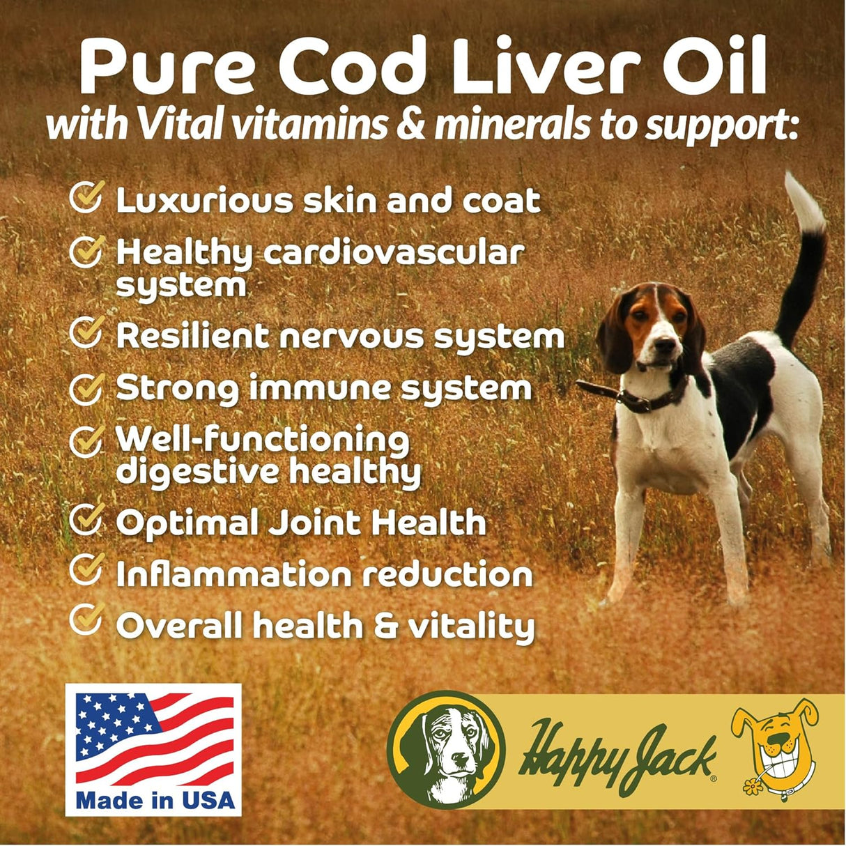 HAPPY JACK Cod Liver Fish Oil for Dogs Skin and Coat 16 Fl.Oz.