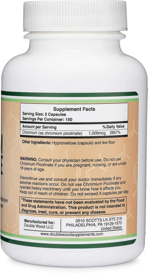 DOUBLE WOOD SUPPLEMENTS - Double Wood Supplements Chromium Picolinate 1000mcg 300 Capsulas - The Red Vitamin MX - Suplementos Alimenticios - {{ shop.shopifyCountryName }}