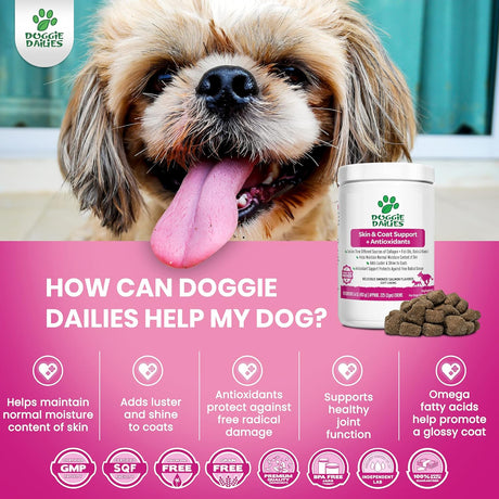 DOGGIE DAILIES - Doggie Dailies Skin & Coat Supplement + Antioxidant Support Salmon 225 Masticables - The Red Vitamin MX - Aceite De Pescado Para Perros - {{ shop.shopifyCountryName }}