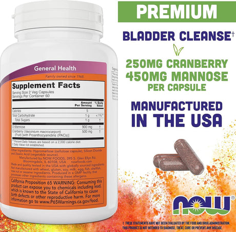 NOW SUPPLEMENTS - NOW Supplements Mannose Cranberry 120 Capsulas - The Red Vitamin MX - Suplementos Alimenticios - {{ shop.shopifyCountryName }}