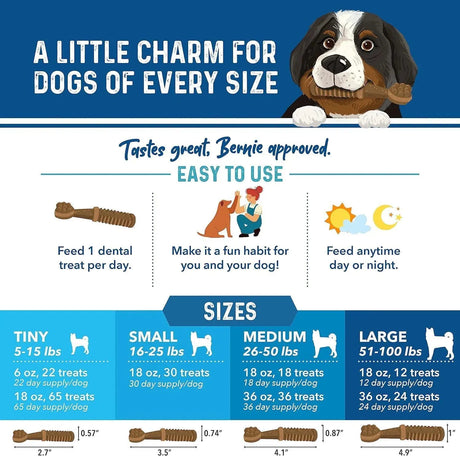 BERNIE'S - Bernie's Charming Chompers Daily Dental Chews Large Dogs 51-100 lb 510Gr. - The Red Vitamin MX - Cuidado Dental Para Perros - {{ shop.shopifyCountryName }}