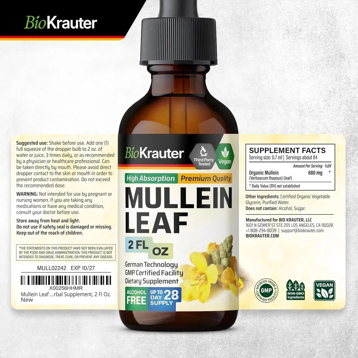 BIOKRAUTER - BIO KRAUTER Mullein Drops for Lungs 2 Fl.Oz. - The Red Vitamin MX - Suplementos Alimenticios - {{ shop.shopifyCountryName }}