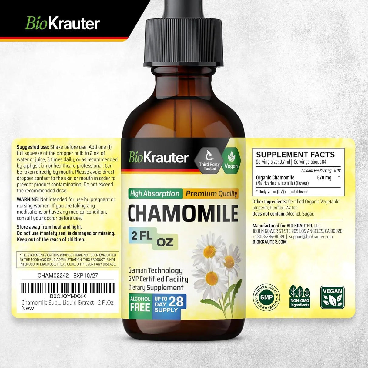 BIOKRAUTER - BIO KRAUTER Chamomile Flowers Tincture 2 Fl.Oz. - The Red Vitamin MX - Suplementos Alimenticios - {{ shop.shopifyCountryName }}