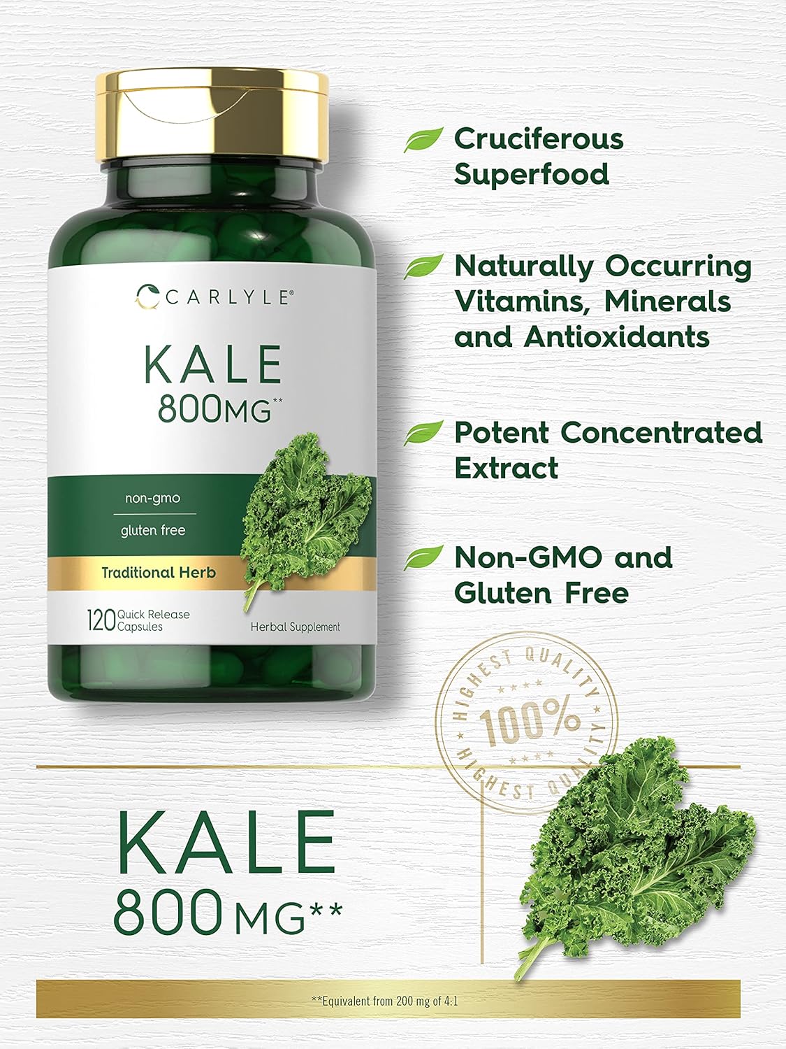 Carlyle Kale Extract 800Mg. 120 Capsulas