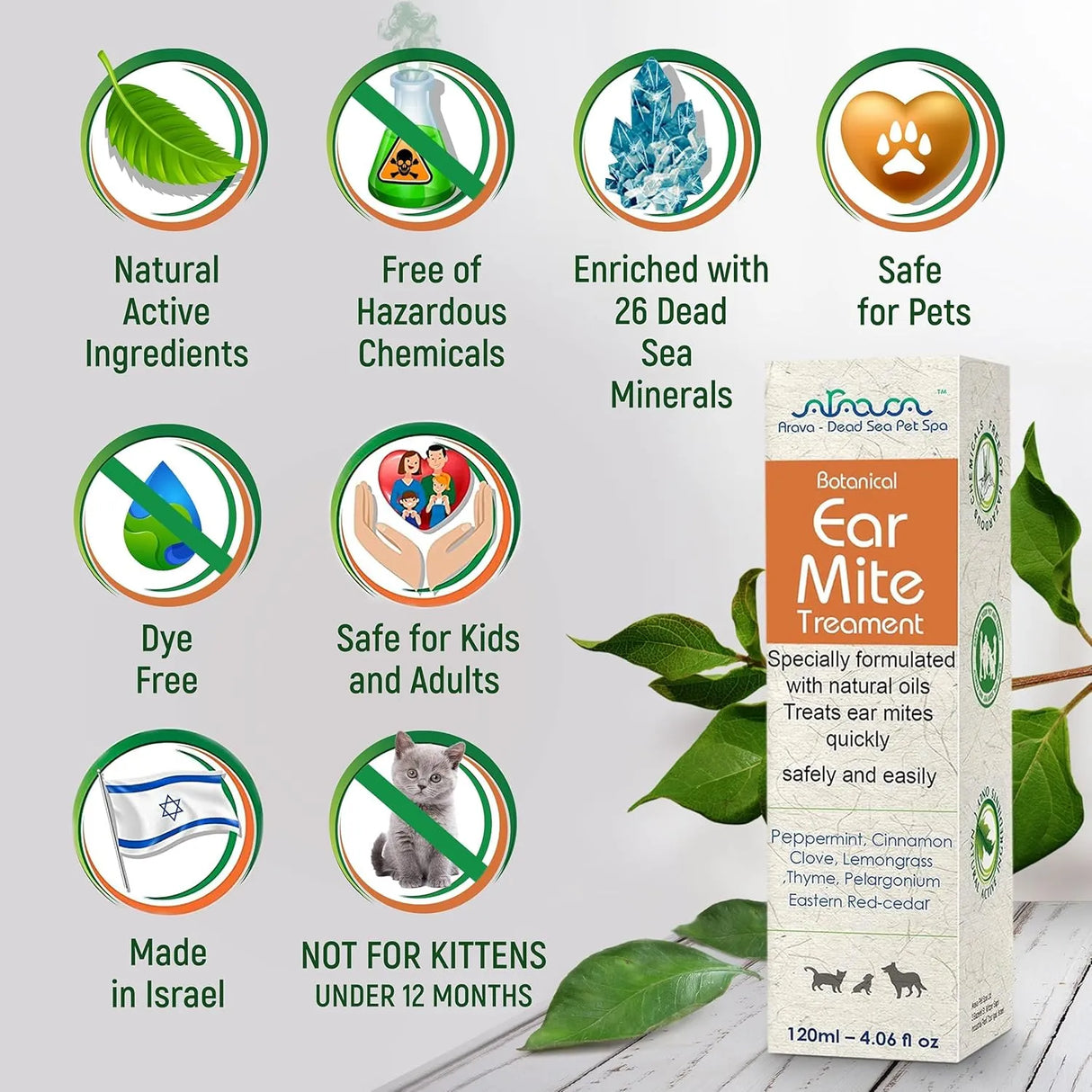 ARAVA NATURALS - Arava Natural Ear Mite Treatment for Cats and Dogs 120Ml. - The Red Vitamin MX - Cuidado Del Oído De Perros - {{ shop.shopifyCountryName }}