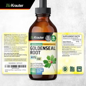 BIOKRAUTER - BIO KRAUTER Goldenseal Root Extract Liquid 4 Fl.Oz. - The Red Vitamin MX - Suplementos Alimenticios - {{ shop.shopifyCountryName }}