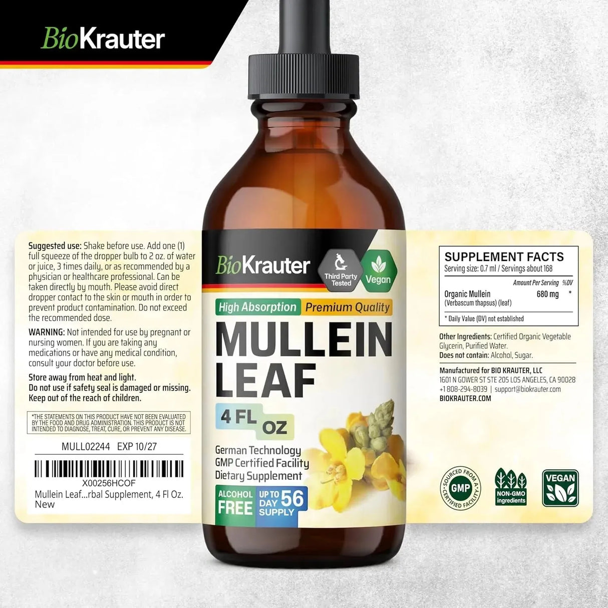 BIOKRAUTER - BIO KRAUTER Mullein Drops for Lungs 4 Fl.Oz. - The Red Vitamin MX - Suplementos Alimenticios - {{ shop.shopifyCountryName }}