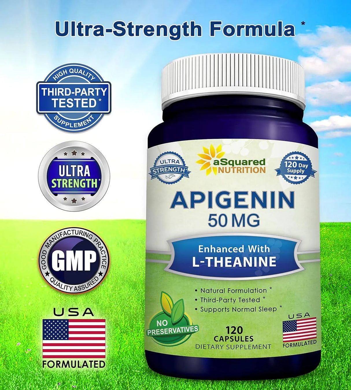 ASQUARED NUTRITION - aSquared Nutrition Apigenin 50Mg. & L-Theanine 200Mg. 120 Capsulas - The Red Vitamin MX - Suplementos Alimenticios - {{ shop.shopifyCountryName }}