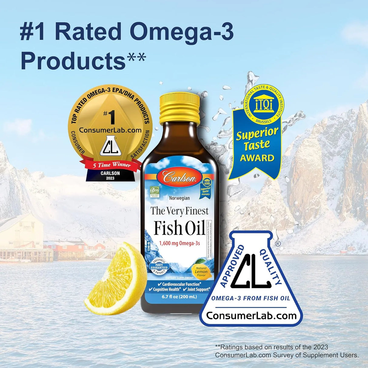 CARLSON - Carlson The Very Finest Fish Oil 1600Mg. Omega-3s 200Ml. - The Red Vitamin MX - Suplementos Alimenticios - {{ shop.shopifyCountryName }}