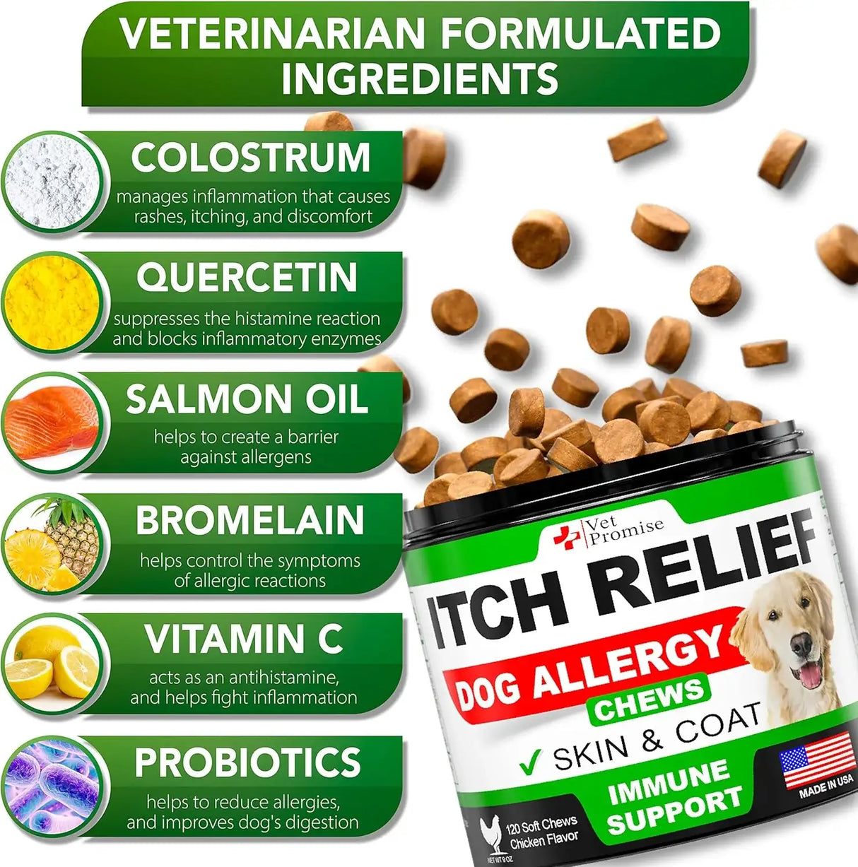 VET PROMISE - Vet Promise Dog Allergy Relief Chews 120 Masticables - The Red Vitamin MX - Remedios Para La Picazón De Perros - {{ shop.shopifyCountryName }}