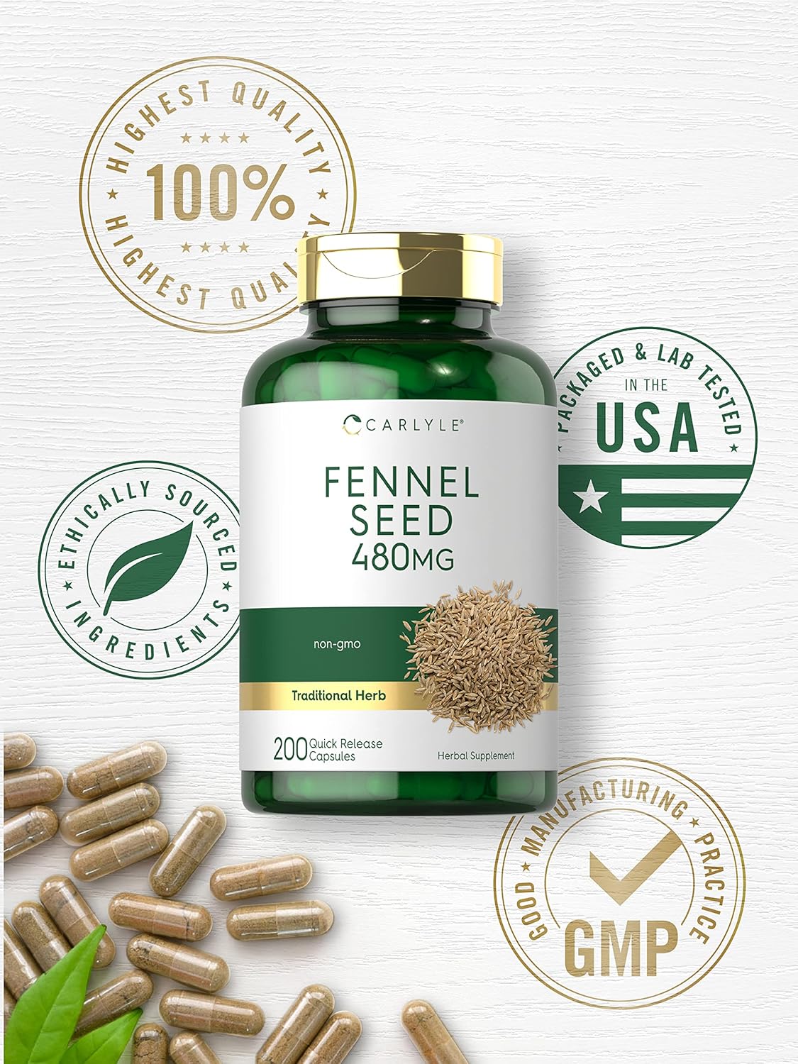 Carlyle Fennel Seed 480Mg. 200 Capsulas