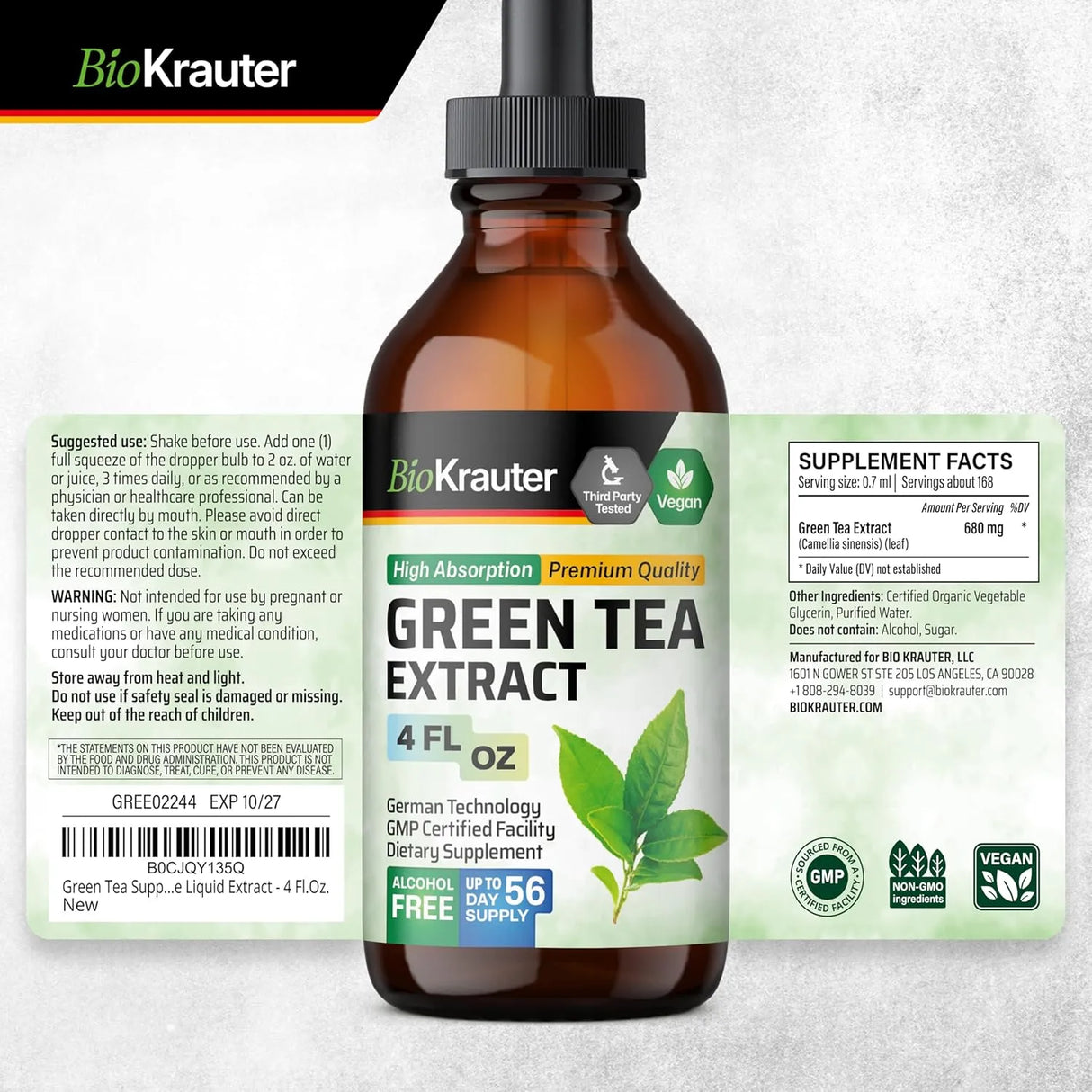 BIOKRAUTER - Bio Krauter Green Tea Extract Liquid Drops 4 Fl.Oz. - The Red Vitamin MX - Suplementos Alimenticios - {{ shop.shopifyCountryName }}