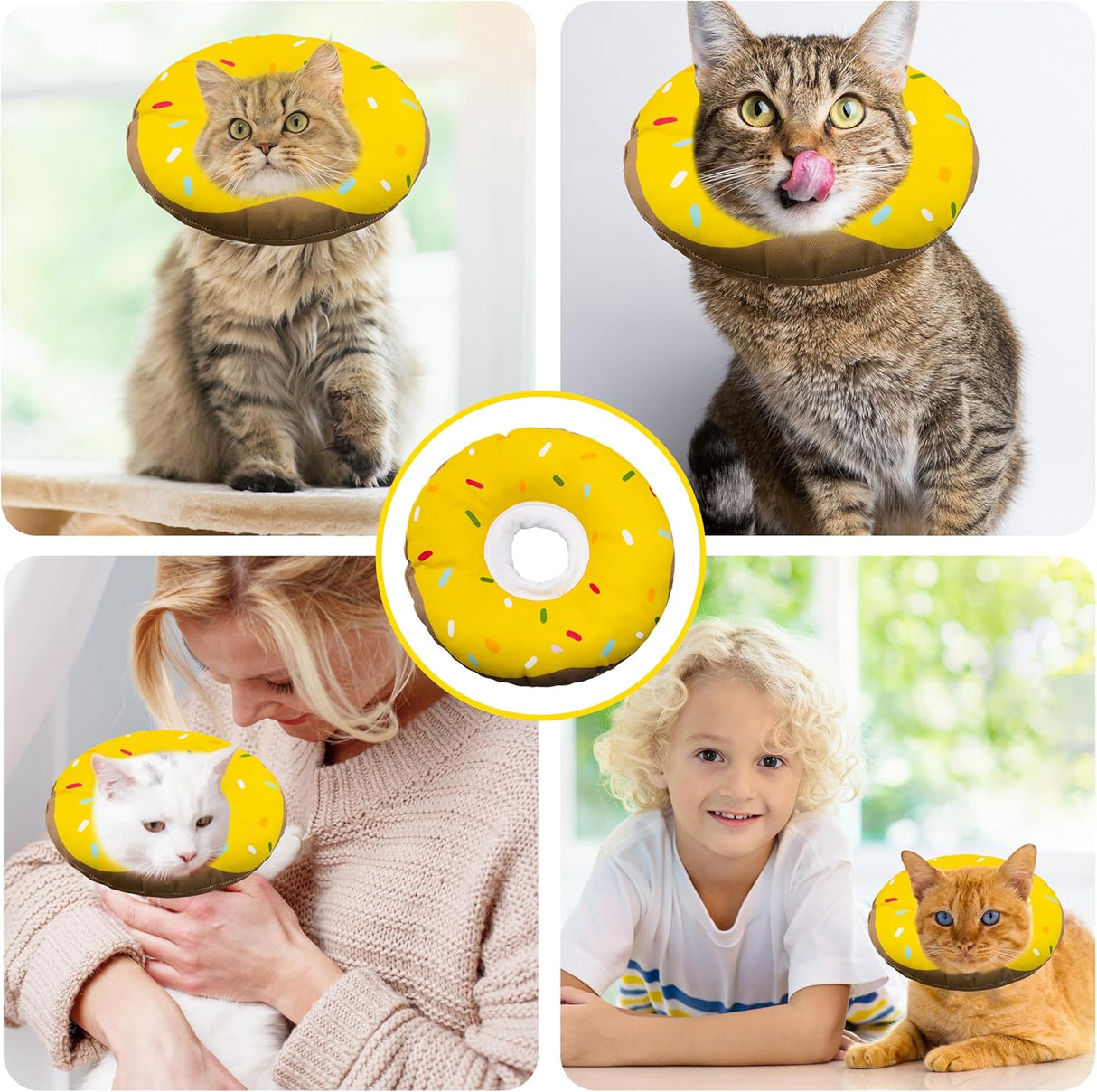 Seyezo Cat Cone Collar Soft Yellow Medium