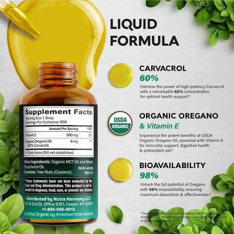 NUTRA HARMONY - Nutra Harmony Organic Oil of Oregano 1 Fl.Oz. - The Red Vitamin MX - Suplementos Alimenticios - {{ shop.shopifyCountryName }}